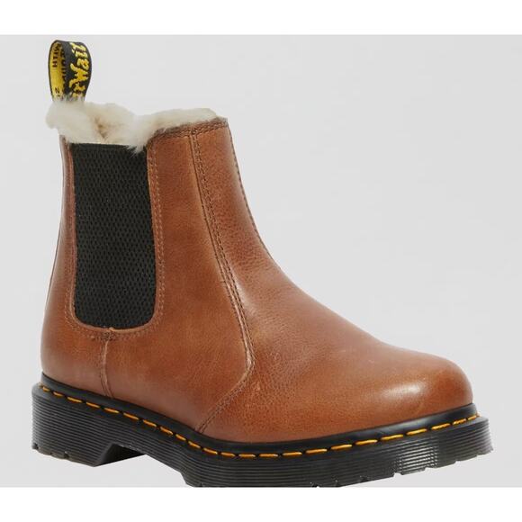 Dr. Martens 2976 Faux Shearling Chelsea Boot Saddle Tan NEW! - Picture 4 of 8